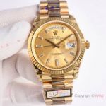 Swissclone Rolex Oyster Perpetual Day-Date II QF V5 2836 Yellow Gold Baguette Watch